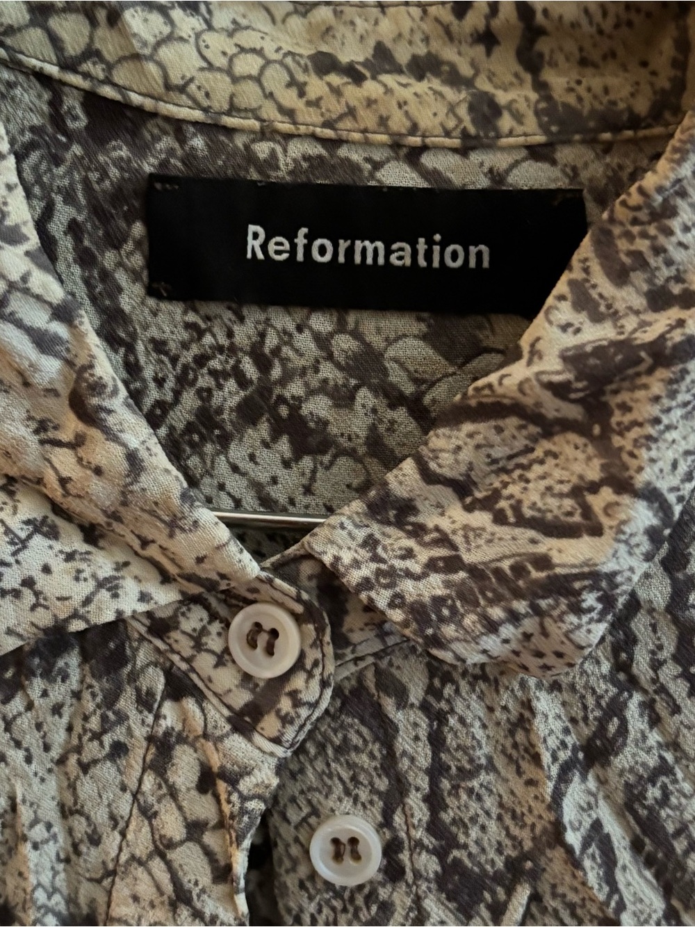 Reformation Snake Print Button-Up Top - Picture 2 of 3